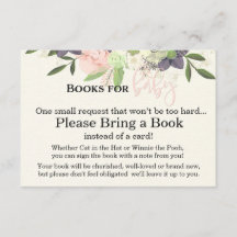 Tarjeta de libros para bebé - Floral rosa y púrpur
