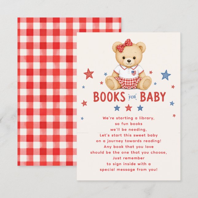 Recepción Tarjeta de Libros para Bebé Niña (Anverso / Reverso)