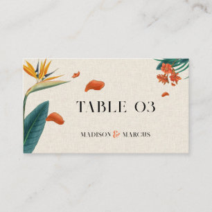 Recepción Tarjeta de lugar de boda con flores tropicales ele