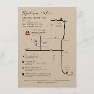 Recepción Tarjeta de Mapa de Boda Adjunta - PERSONALIZADA pa