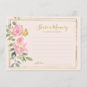 Recepción Tarjeta de memoria floral rosa Rubor de color de a