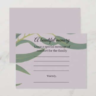 Recepción Tarjeta de mensaje conmemorativo de eucalipto
