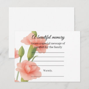 Recepción tarjeta de mensaje conmemorativo de flores