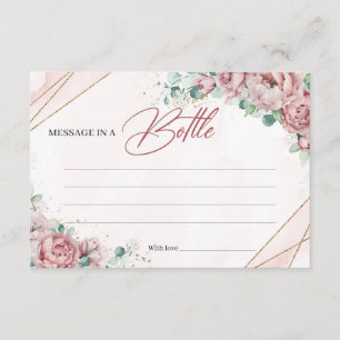 Recepción Tarjeta de mensaje en una botella de eucalipto dor