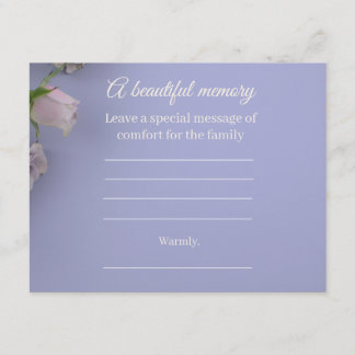 Recepción Tarjeta de Mensaje Memorial de Rosa Púrpura