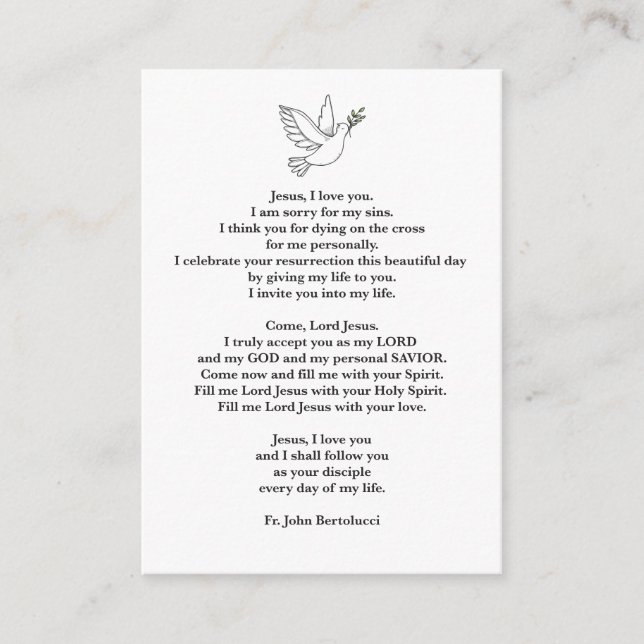 Recepción Tarjeta de oración (Anverso)