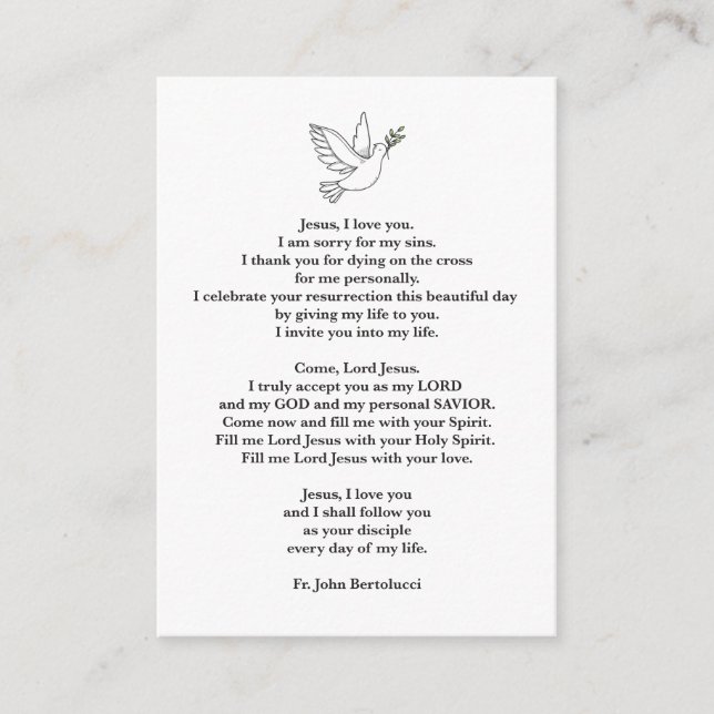 Recepción Tarjeta de oración (Anverso)