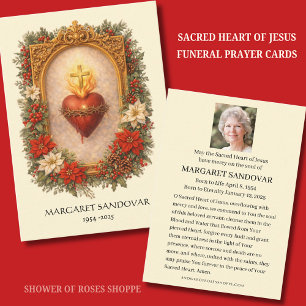 Recepción Tarjeta de oración católica funeral Sagrado Corazó