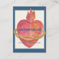 Tarjeta de oración de acuarela del Sagrado Corazón