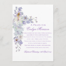 Tarjeta de oración de bautismo de cruz floral lava