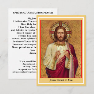 Recepción Tarjeta de oración de la Comunión Espiritual Catól