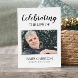 Recepción Tarjeta de oración funeraria elegante y blanca neg