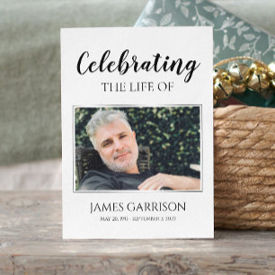 Recepción Tarjeta de oración funeraria elegante y blanca neg