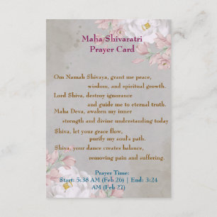 Recepción Tarjeta de oración Maha Shivaratri 2025