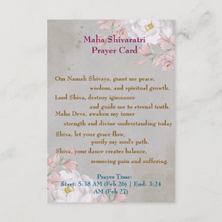 Recepción Tarjeta de oración Maha Shivaratri 2025
