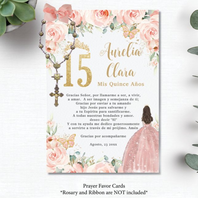Recepción Tarjeta de Oración Quinceañera Floral Butterflies  (Subido por el creador)
