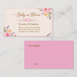 Recepción Tarjeta de palabras de sabiduría adjunta Baby in B