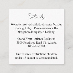 Recepción Tarjeta de pequeños detalles para cualquier boda