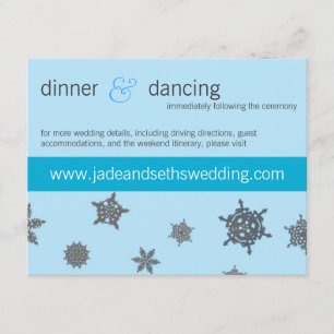 Recepción tarjeta de perfil de sitio web de boda de copo de