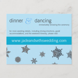 Recepción tarjeta de perfil de sitio web de boda de copo de 