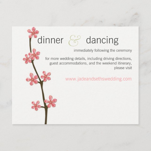 Recepción tarjeta de perfil del sitio web del boda de flores (Anverso)