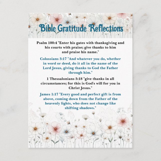 Recepción Tarjeta de Personalizable Biblia Gratitude Reflect (Anverso)