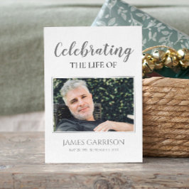 Recepción Tarjeta de plegaria funeraria elegante y gris con 