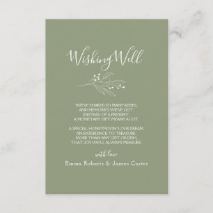 Recepción Tarjeta de Pozo de Deseos de Boda Verde Salvia