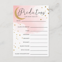 Recepción Tarjeta de predicción Baby Shower rosa Moon and St