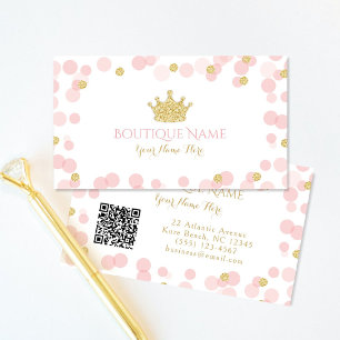 Recepción Tarjeta de presentación con código QR de Princesa 
