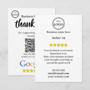 Recepción Tarjeta de presentación con código QR de reseña de