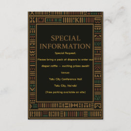 Recepción Tarjeta de presentación de Baby Shower African Gol