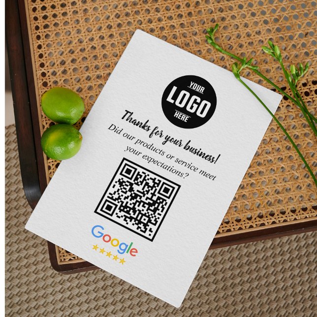 Recepción Tarjeta de presentación de código QR de reseñas de (Google Reviews QR Code Business Enclosure Cards)
