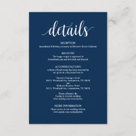 Recepción Tarjeta de presentación de detalles de Boda de la