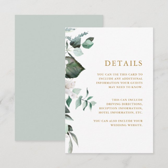 Recepción Tarjeta de presentación de información sobre los h (Anverso / Reverso)