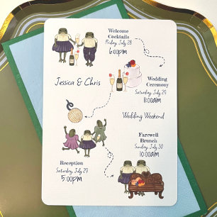 Recepción Tarjeta de presentación de ranas ilustradas de fin