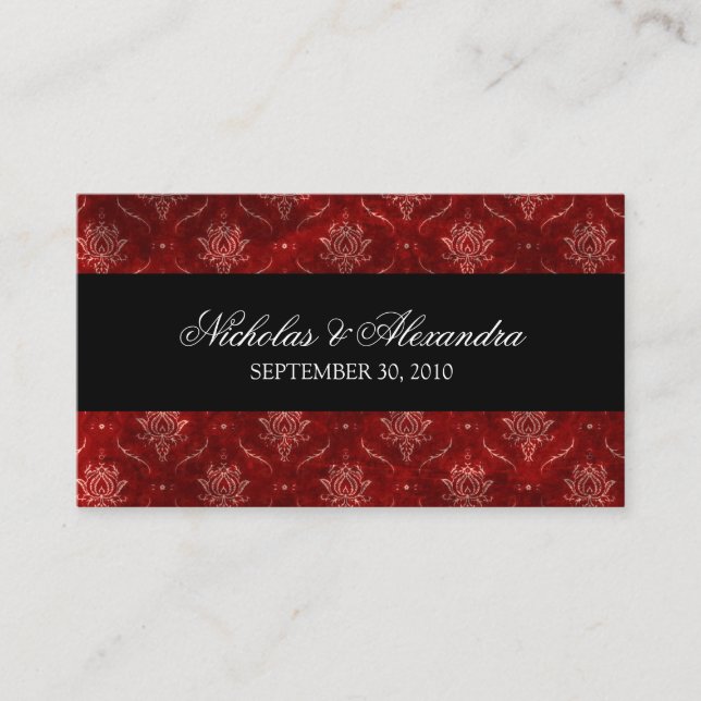 Recepción Tarjeta de presentación del sitio web del Boda Red (Anverso)