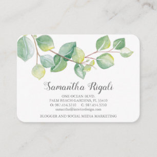 Recepción Tarjeta de presentación Watercolor Green Eucalyptu