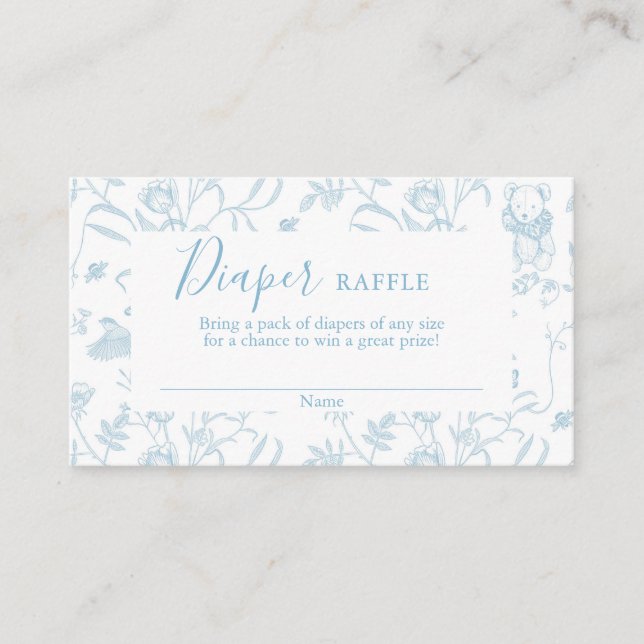 Recepción Tarjeta de Raffle de niño de Baby Shower para oso  (Anverso)