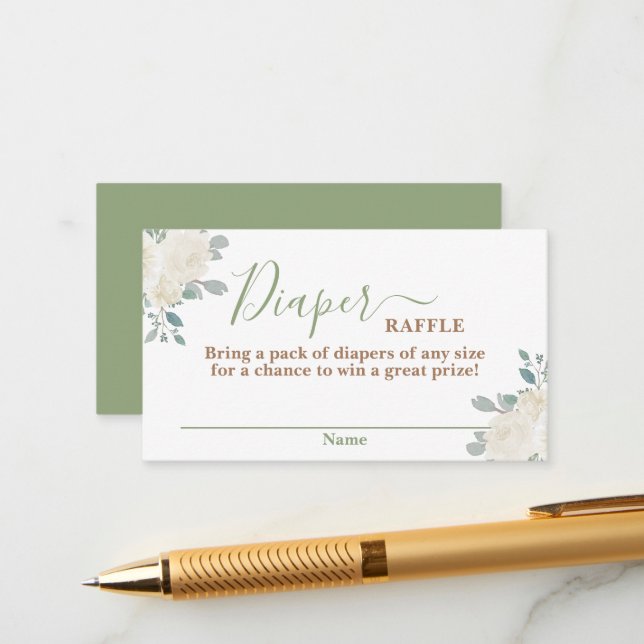 Recepción Tarjeta de Raffle de pañal para bebé verde jaula (Anverso/Reverso In Situ)