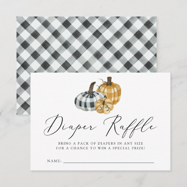 Recepción Tarjeta de Raffle de pañales para calabaza Baby Sh (Anverso / Reverso)