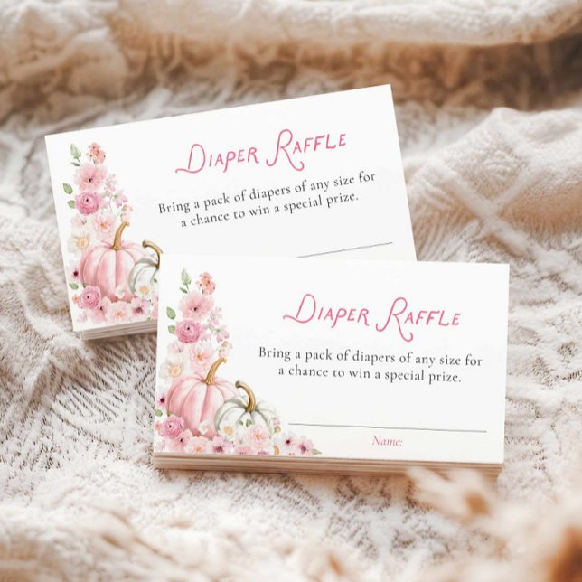 Recepción Tarjeta de Raffle Diaper Chica de Calabaza Floral (Girl Fall Baby Shower Diaper Raffle Ticket)