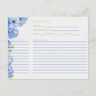 Recepción Tarjeta de receta algo azul