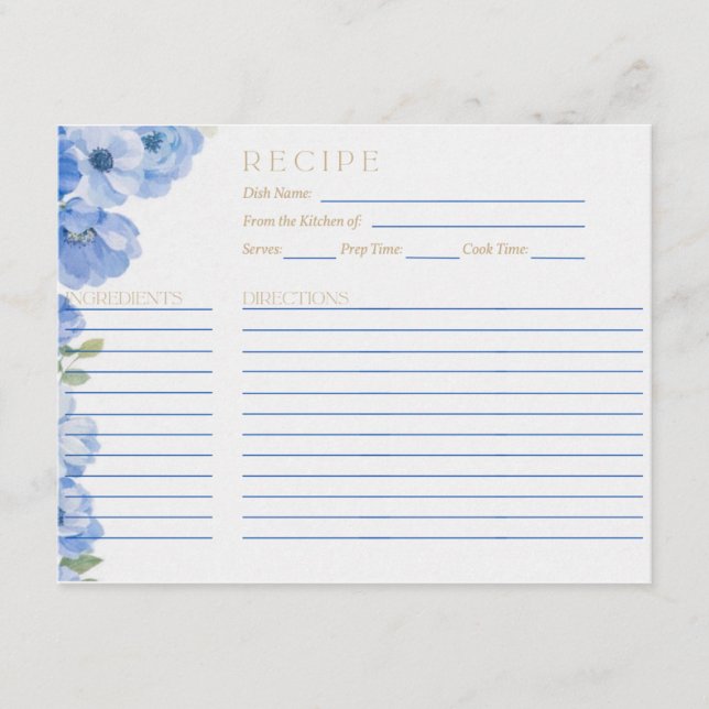 Recepción Tarjeta de receta algo azul (Anverso)