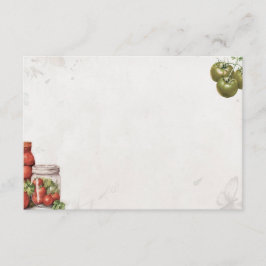 Recepción Tarjeta de receta básica en blanco para pasta de t