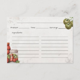 Recepción Tarjeta de receta básica para pasta de tomate