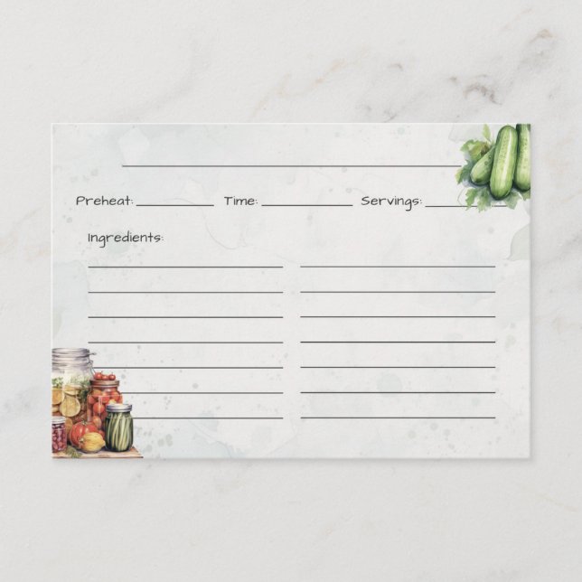 Recepción Tarjeta de receta básica Pickle Jar (Anverso)
