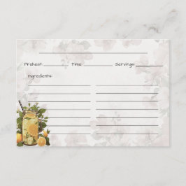 Recepción Tarjeta de receta básica rosa Lemonade