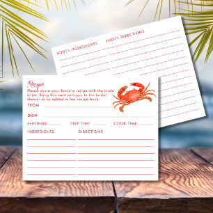 Recepción Tarjeta de Receta con Tema de Playa de Mariscos de