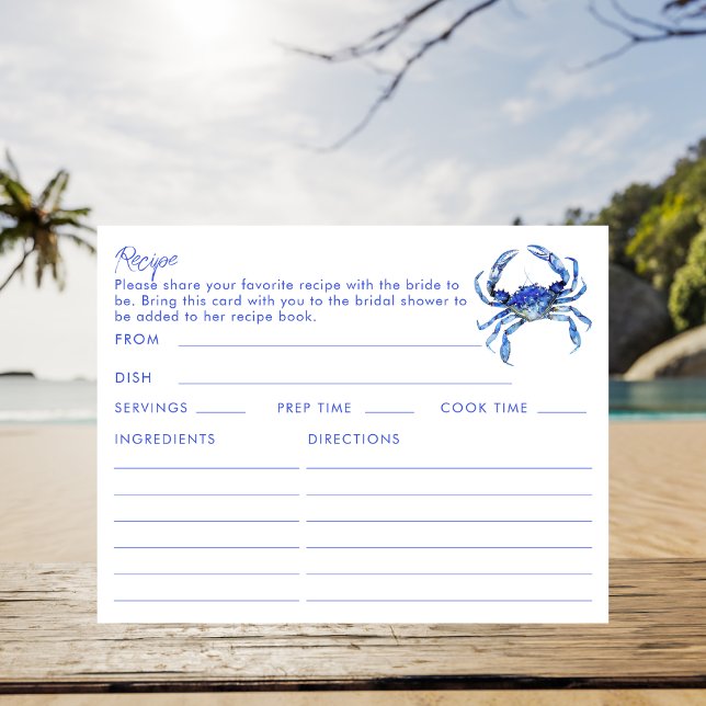 Recepción Tarjeta de Receta con Tema de Playa de Mariscos de (Subido por el creador)